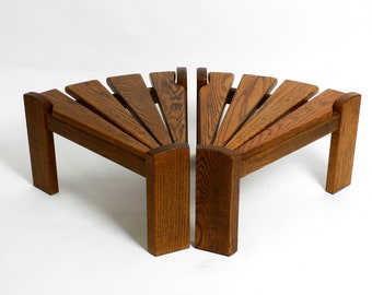 Pair of very rare Mid Century side or coffee tables in a triangular shape assembled by oak boards | Dittman & Co | Awa Radbound Netherlands