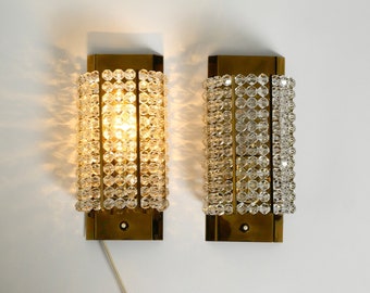 Two stunning 1960s wall lamp made of brass with plexiglass beads