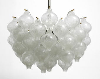 Gorgeous 1960s J. T. Kalmar Franken Tulipan Ice Glass Ball Ceiling Lamp | Austria Vienna