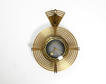 Beautiful unique original Mid Century Modern Atlanta wall clock battery operated and made of brass