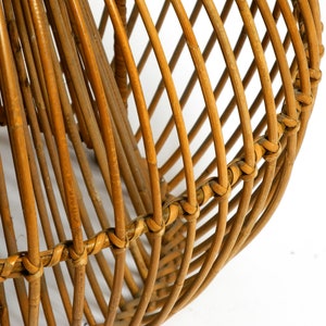Beautiful extraordinary original 60s Italian bamboo rattan stool with its original seat cushion image 8