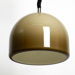 Beautiful 1960s Space Age pulley pendant lamp with a brown plastic lampshade by Staff