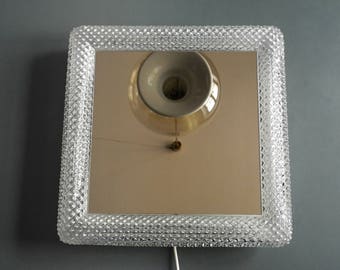 Dreamlike beautiful original 60's square illuminated Limburg crystal glass mirror