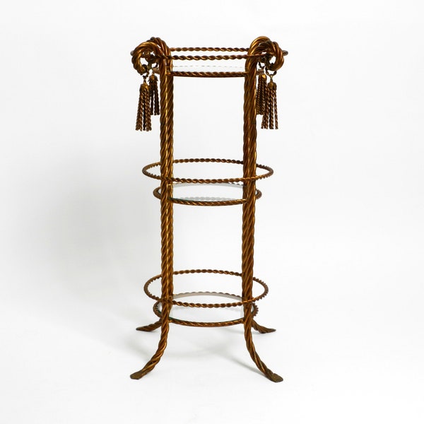 Beautiful large rare Italian Mid Century Regency side table in gold plated Metal by Li Puma Firenze