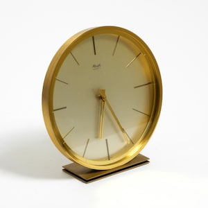 Beautiful elegant original 1960s solid brass table clock by Kienzle with original box