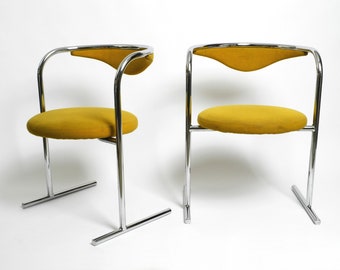 Deux chaises rembourrées en tube d'acier originales des années 1970 par Hanno von Gustedt pour Thonet modèle S 30