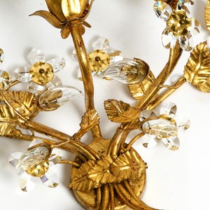 1980s large wide Italian gilt Florentine wall lamp with three sockets image 13