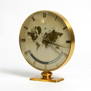 Rare large heavy mechanical Mid Century brass world time clock by Heinrich Johannes Möller for Kienzle image 3