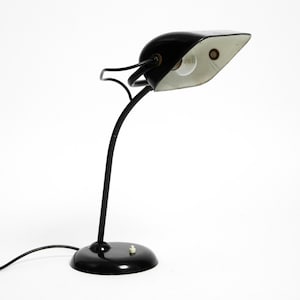 Very rare original 1940s Kaiser Idell industrial metal table lamp model 6581 in black