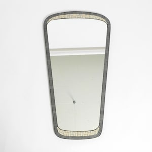 Beautiful Mid Century Modern mosaic wall mirror with heavy brass frame by Münchner Zierspiegel