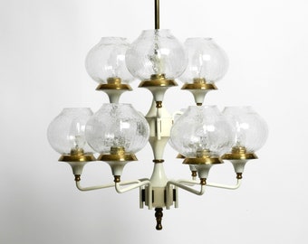 Wunderschöner 1960er Messing Glas Tulipan Deckenlampe von Hans Agne Jakobsson