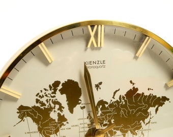Large Heavy Battery-operated Brass World Clock by Heinrich