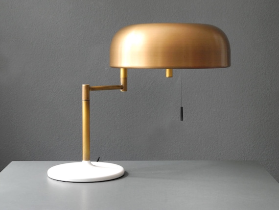 Exceptional 60's heavy XXL Staff table lamp with swivel joint and brass shade Exceptional 60's heavy XXL Staff table lamp with swivel joint and brass shade