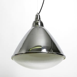 Beautiful original 1960s large pendant lamp &quot;Headlight&quot; by Ingo Maurer made of chrome-plated sheet steel