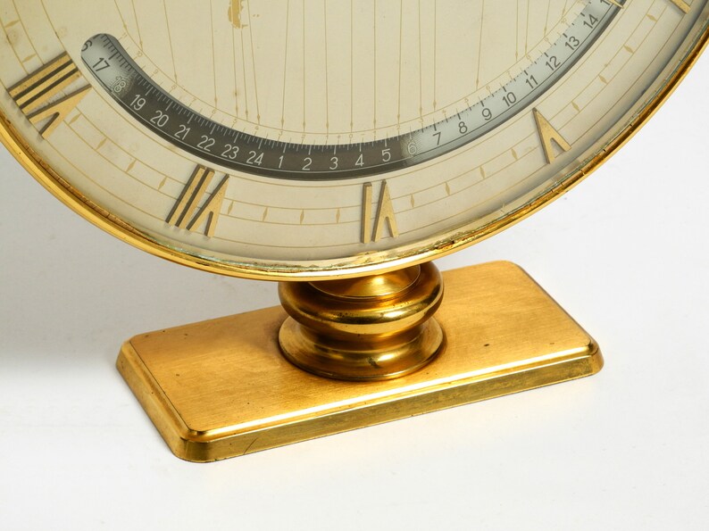 Rare large heavy mechanical Mid Century brass world time clock by Heinrich Johannes Möller for Kienzle image 7
