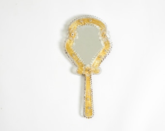 ベネチアン・ムラーノガラスのハンドミラー/装飾ミラー 40年代 50年代