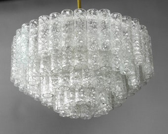 1960's large 4 layered Doria crystal glass chandelier | Mid Century Modern | Modernist