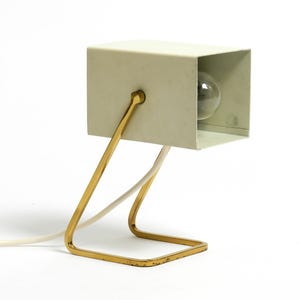 Great Mid Century Modern metal bedside lamp with brass base by Kaiser Leuchten
