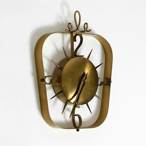Beautiful very classy Mid Century Modern Kienzle brass wall clock with original battery drive