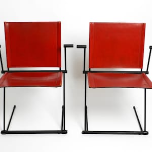 Pair of very rare cantilever leather chairs by Herbert Ohl for Matteo Grassi model Ballerina