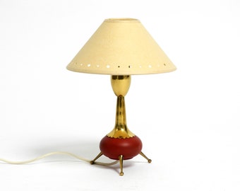 Belle lampe de table trépied en laiton moderne du milieu du siècle, très rare et originale