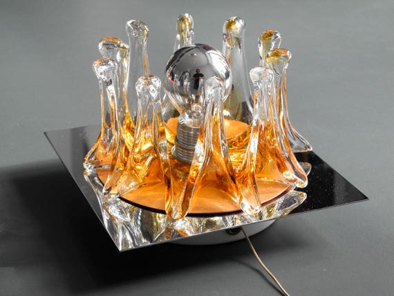 Aussergwohnliche 60er Muranoglas Wandlampe Mit Zugschalter Etsy