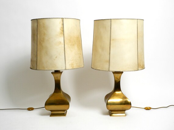 Pair of Very Large, Extraordinary 1950s Italian Brass Table Lamps