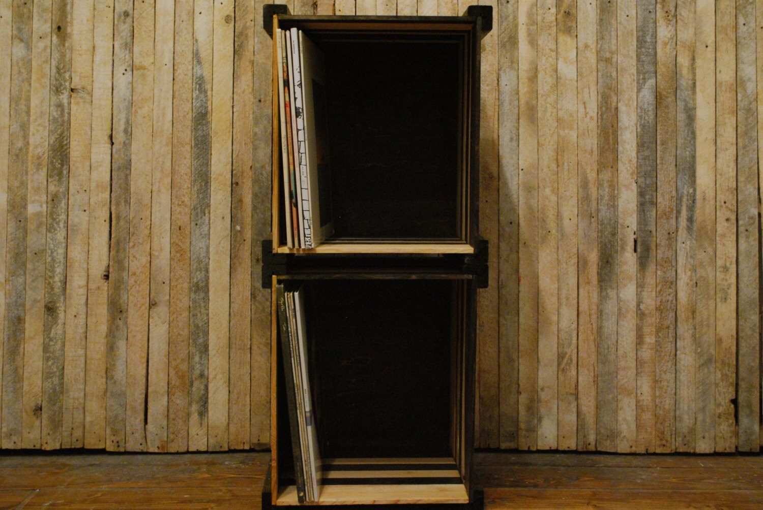 Stackable Record Crate or Vinyl Record Storage Crate Espresso