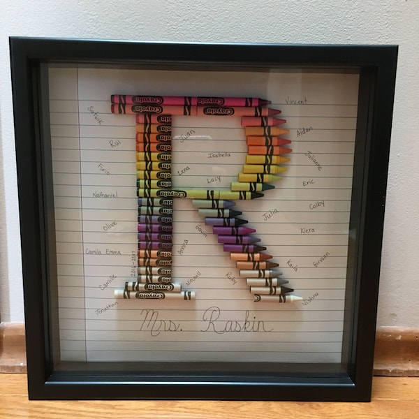 Teacher Gift | Baby Gift - 12x12 Framed Crayon Letter Art