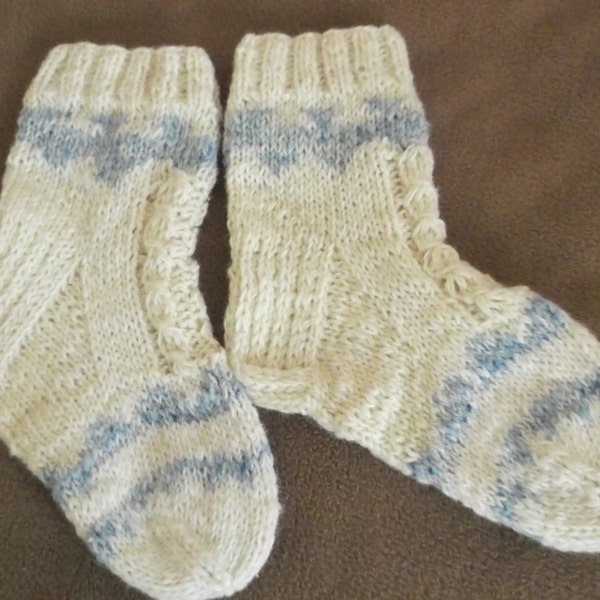 Hand knit wool socks for home