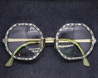 VINTAGE HEX EYEGLASSES-Spectacles-Rx Lenses-Retro Eyewear-Accessory-Optical-Display--Drama-Prop-Photo Shoot-Orphaned Treasure-W021921M