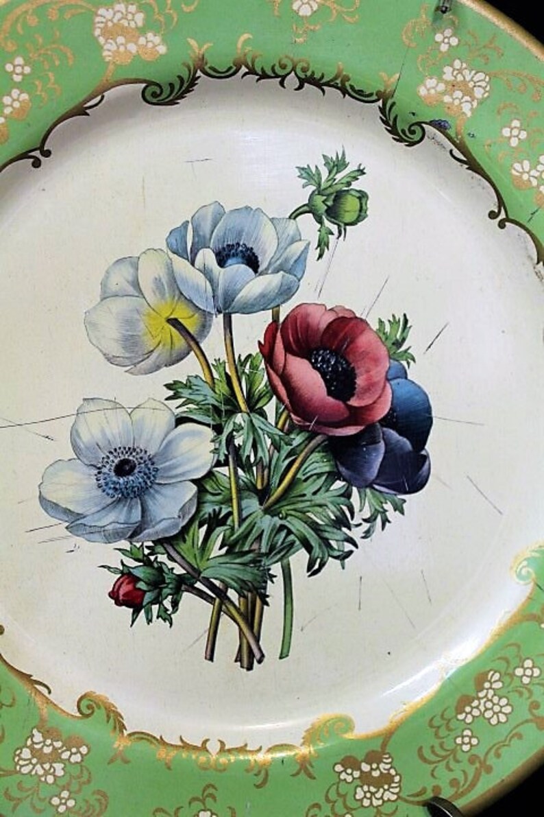 Vintage BARET WARE Tin PLATE-Anemones-Decorative Old Metal Art-1950/'s Metalware-England-Shabby Home Decor-Flowers-Orphaned Treasure-T011121I
