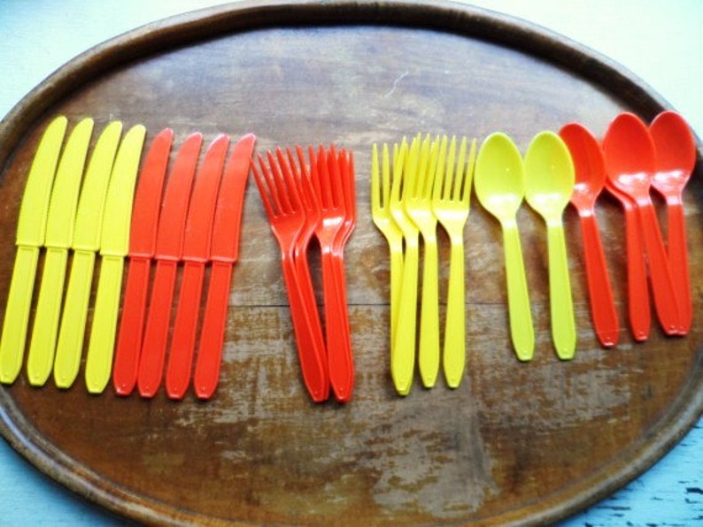 Plastic CutleryBright Orange & Yellow Silverware23 Pieces Etsy