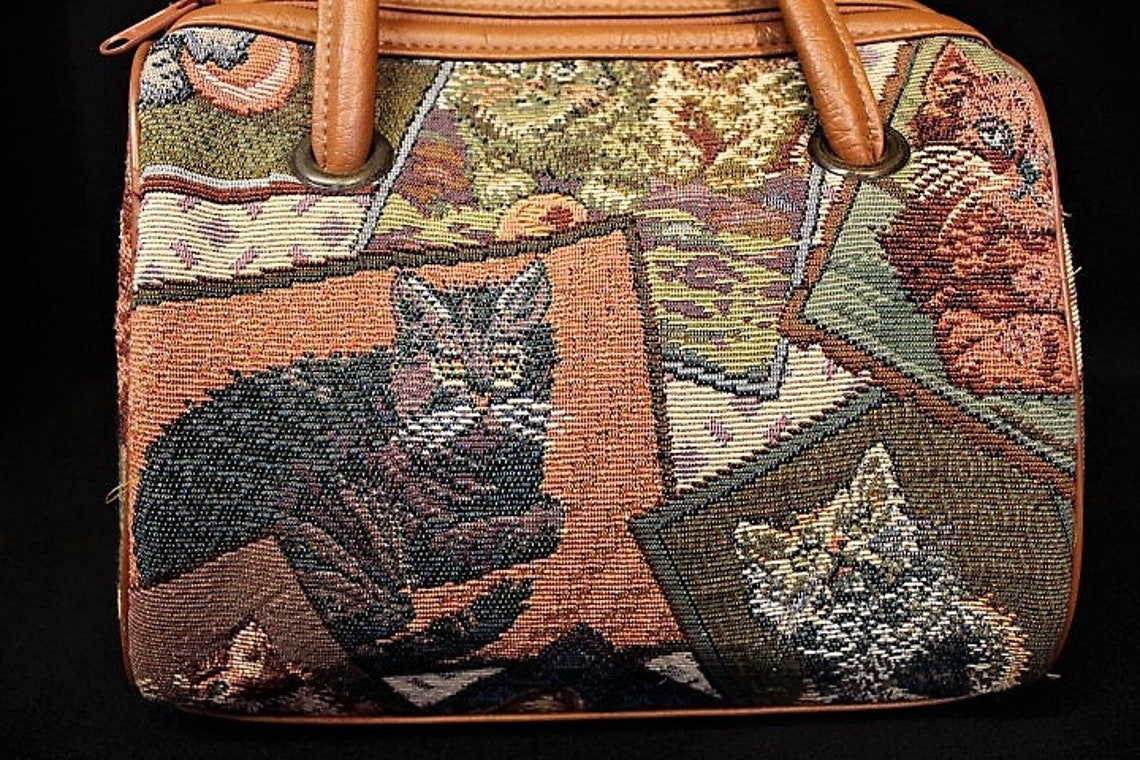 Vintage TAPESTRY CAT PURSE-Kitty Cats-Kittens-Retro Style | Etsy