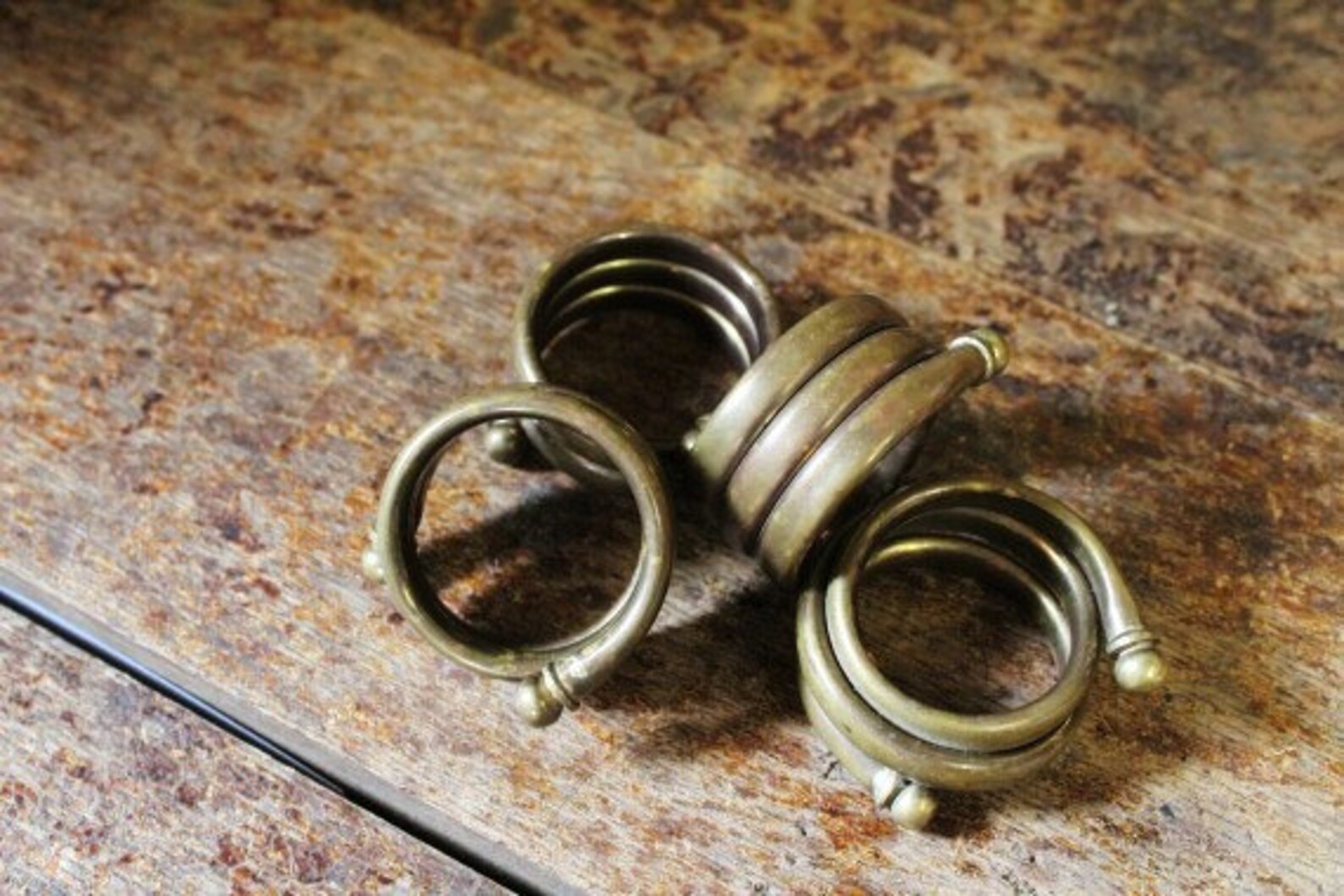 Vintage BRASS NAPKIN Ringsset of 4 Nice Heavy Napkin Etsy