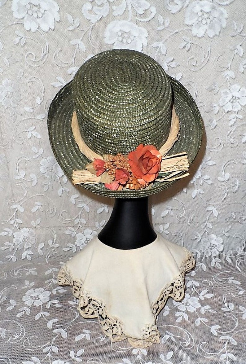 Vintage Woven STRAW Hatboaterskimmer Stylemillineryladies Etsy