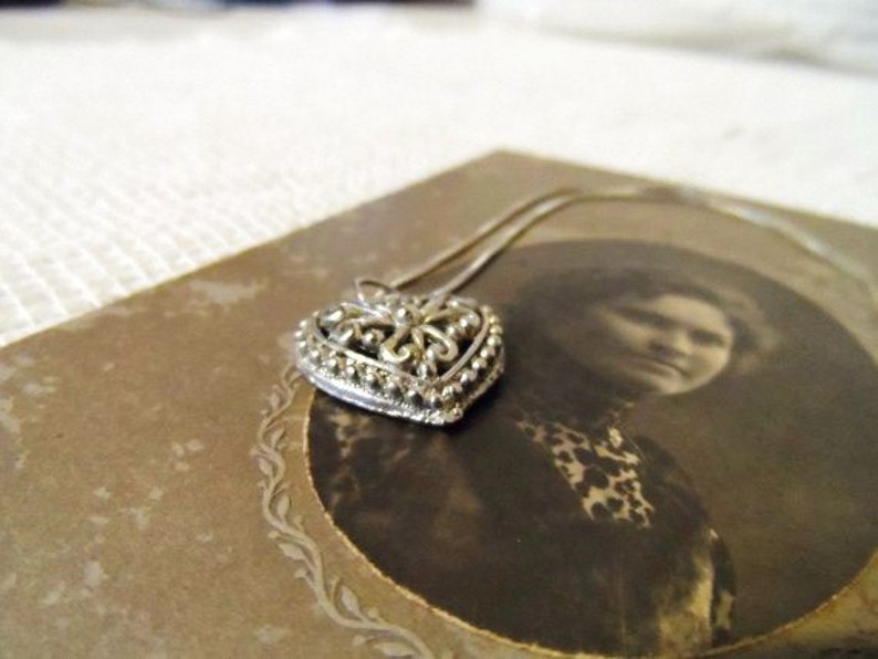 Filigree HEART Necklace-Romantic Heart Necklace-Dainty Italian 925 Silver Necklace-Token of Love-Keepsake-Gift for Her-Orphaned Treasure