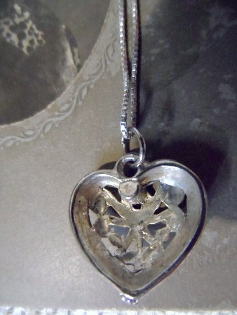 Filigree HEART Necklace-Romantic Heart Necklace-Dainty Italian 925 Silver Necklace-Token of Love-Keepsake-Gift for Her-Orphaned Treasure