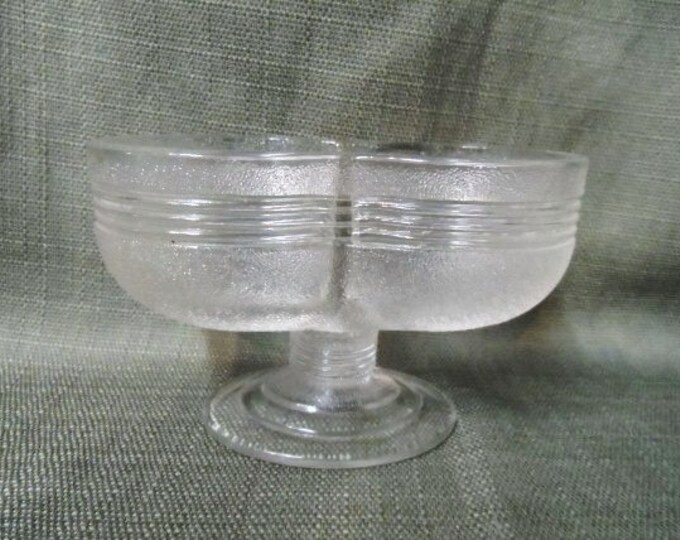 Old Double Dip Ice Cream Parlor Frosted Serving Dish on Single Oval