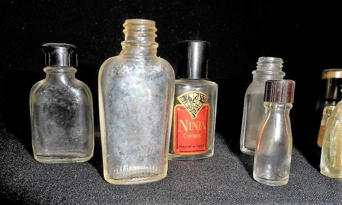 Vintage small glass perfume bottles 9 clear glass tiny etsy