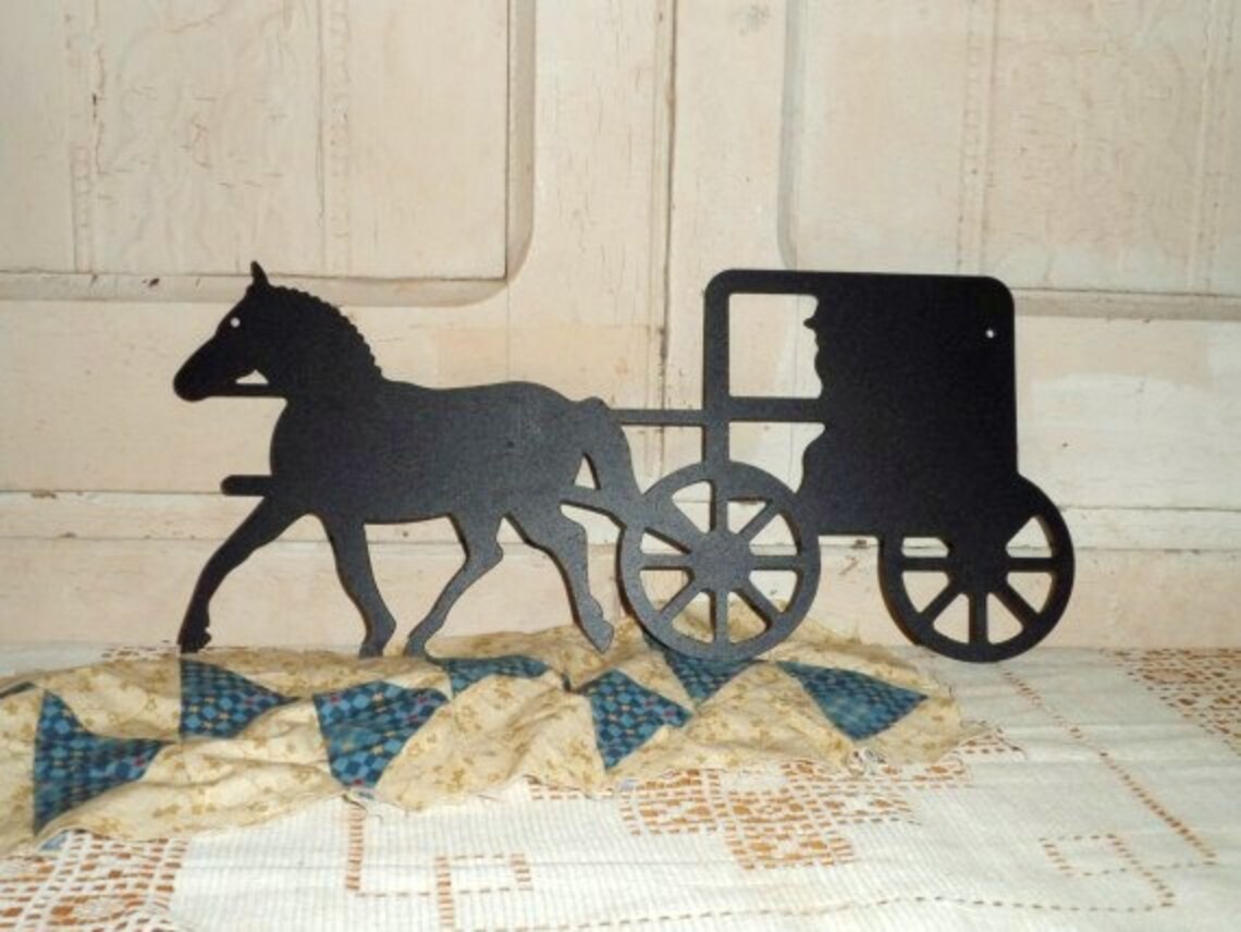 Amish Horse & Buggy Metal Silhouette Wall PlaqueSignMetal Etsy