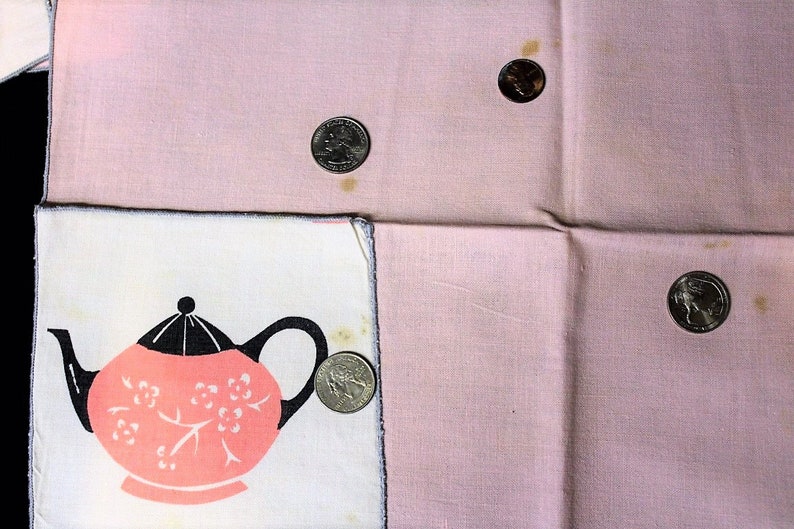 Cloth NapkinsPink & Black Teapot DesignVintage Linen Etsy