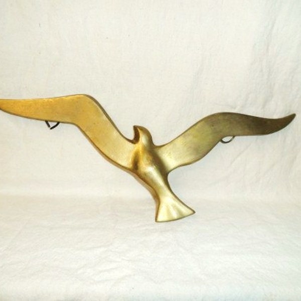 BRASS SEAGULL- Retro Metal Wall Art- Sculpture-Bird in Flight- Cool Retro Home Decor- Ready to Hang- LooK!-Mid Century Mod- Vintage Wall Art