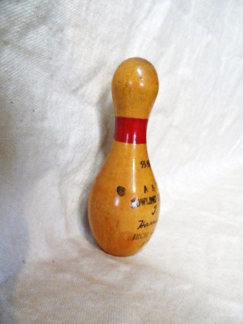 Small Wooden BOWLING PIN Trophy 1955 1956 Team Sports Etsy