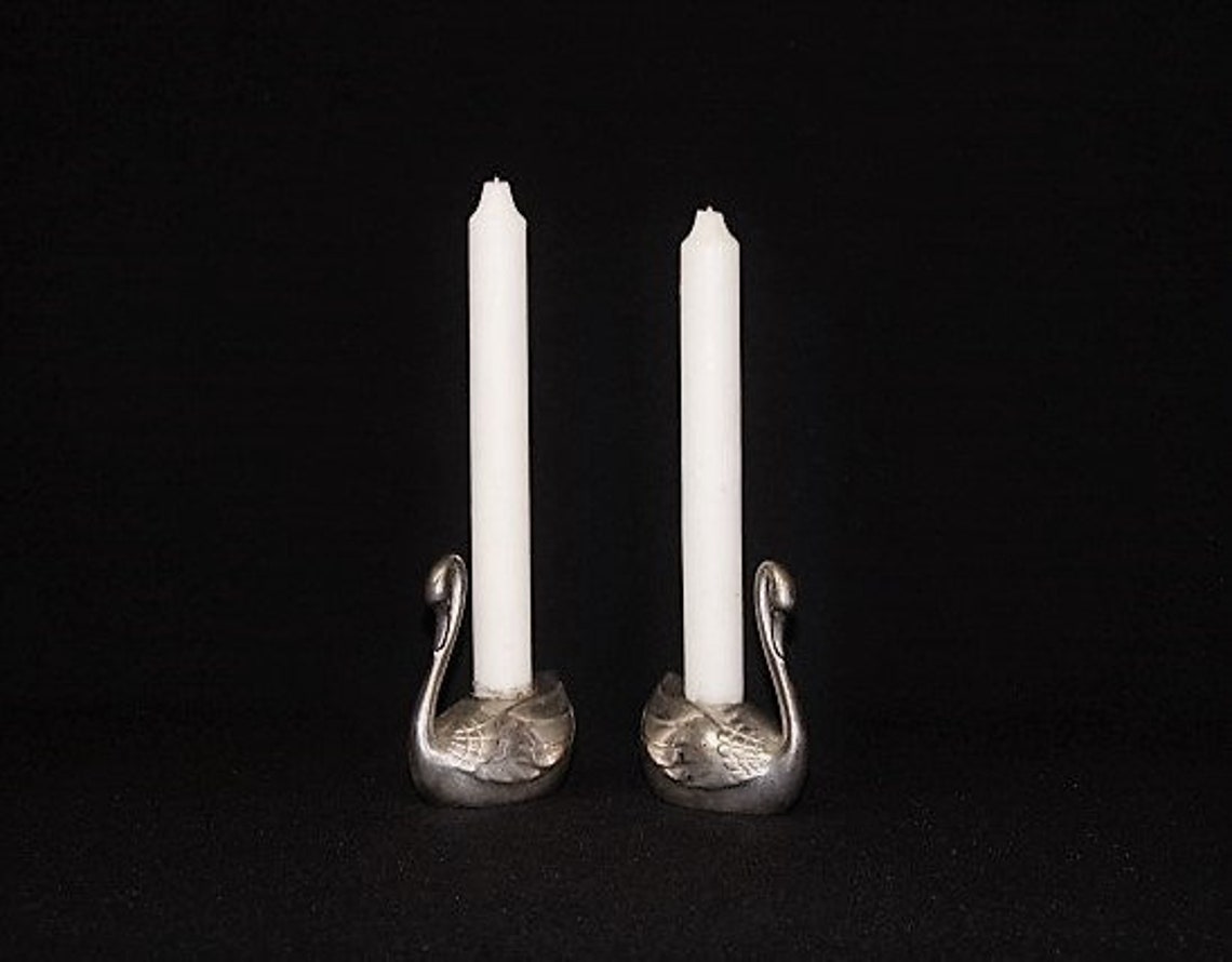 Vintage Silver Plated SWAN CANDLE HOLDERSGraceful Swans Taper Etsy