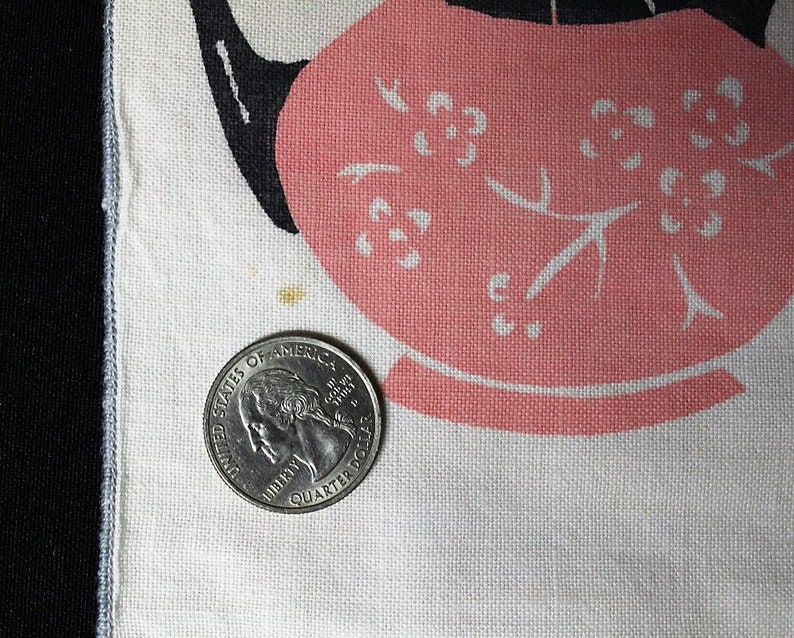 Cloth NapkinsPink & Black Teapot DesignVintage Linen Etsy