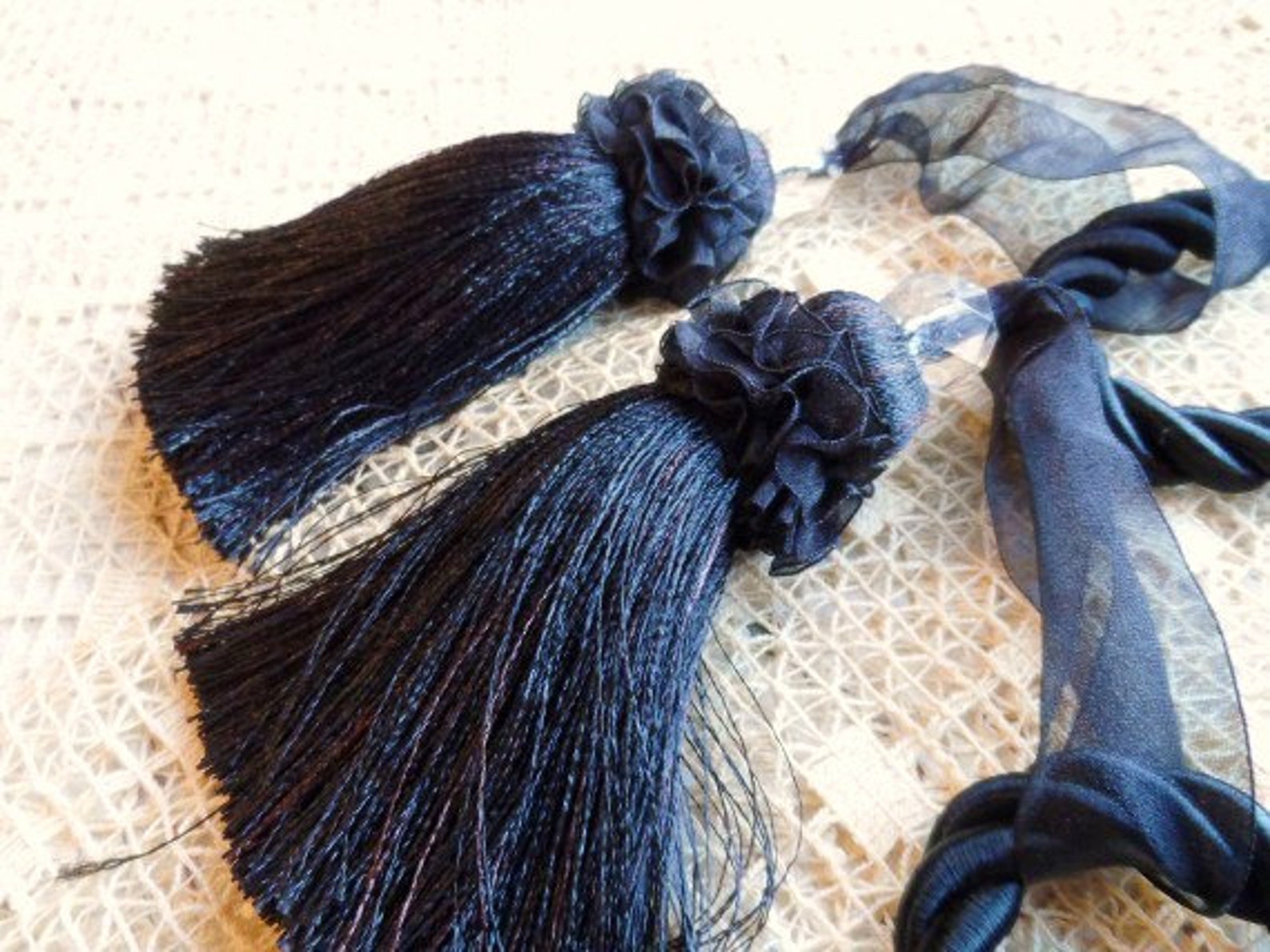 Pair of Elegant BLACK Tassels Fringed Tassel TiebacksBlack Etsy