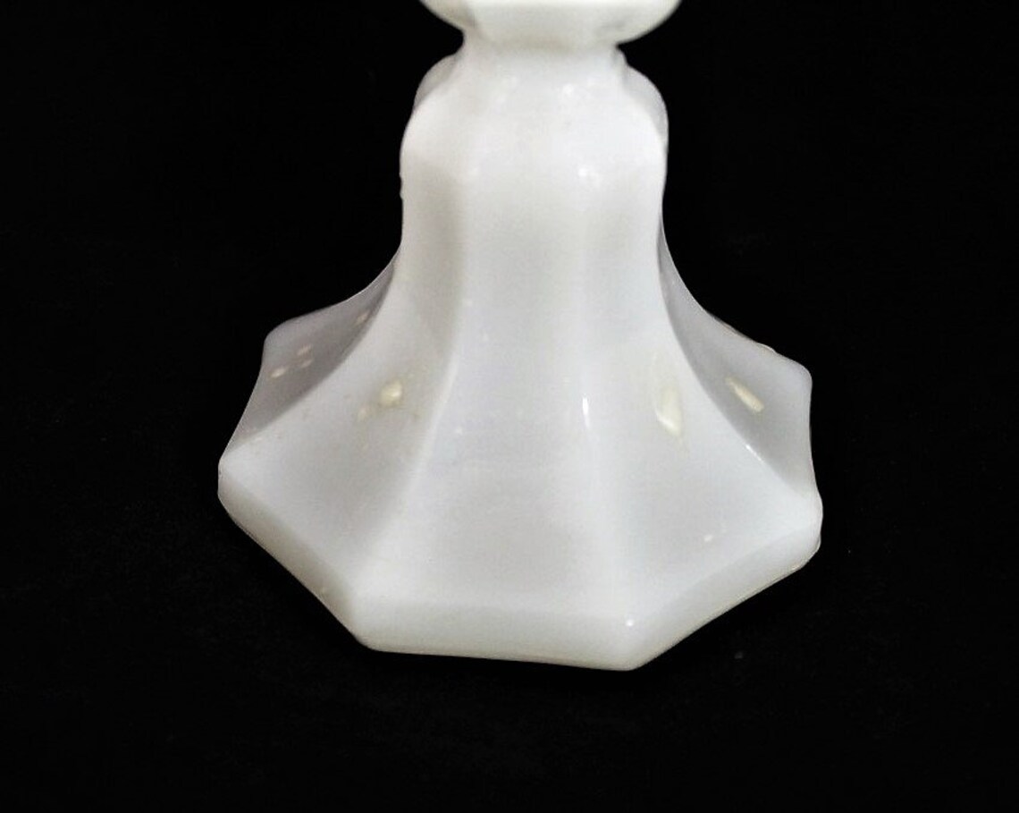 Vintage White MILK GLASS Candle Stick Holderssetpaircottage Etsy
