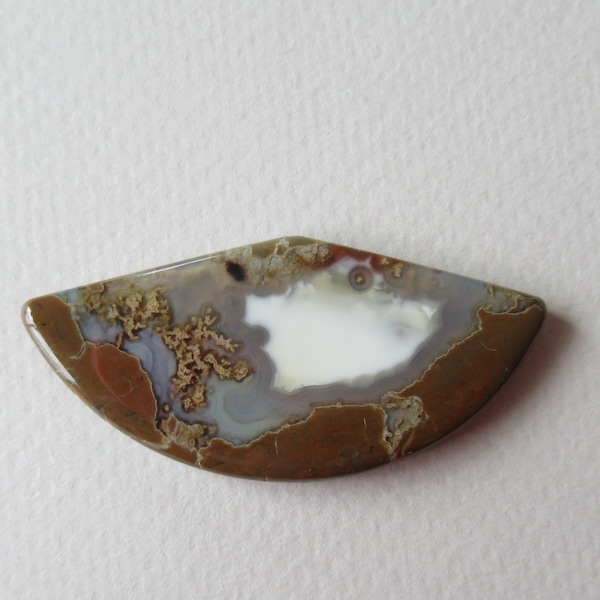 Priday Plume Thunder Egg Agate Cabochon Oregon Fan Shape Pendant Stone