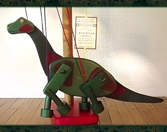 Animated Brontosaurus - A Marionette Wooden Action Toy - Motion-sculpture